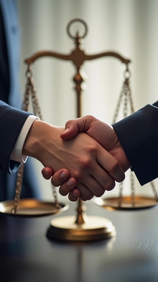 Professional mediation session in a calm, neutral setting